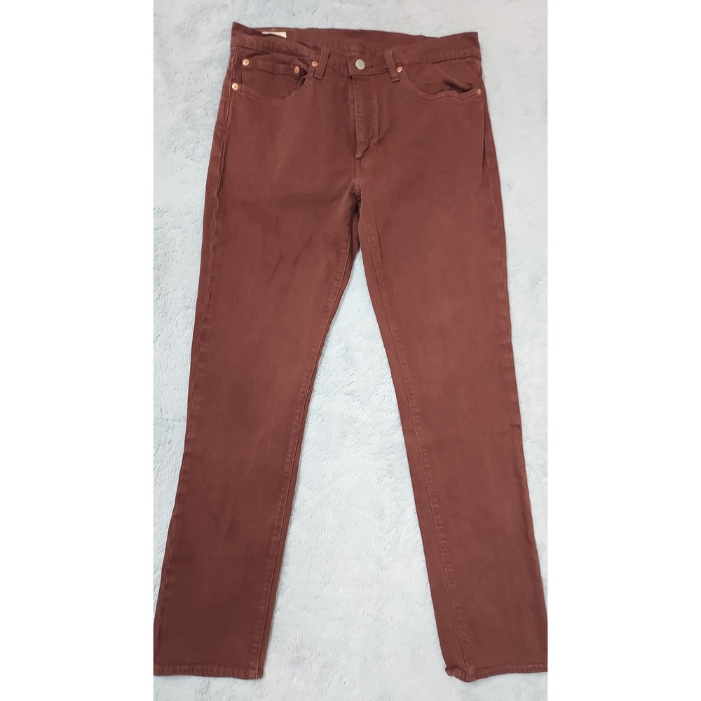 Levis 511 Jeans Mens 34x32 Slim Fit Stretch Premium Burgundy Stretch Denim Brown